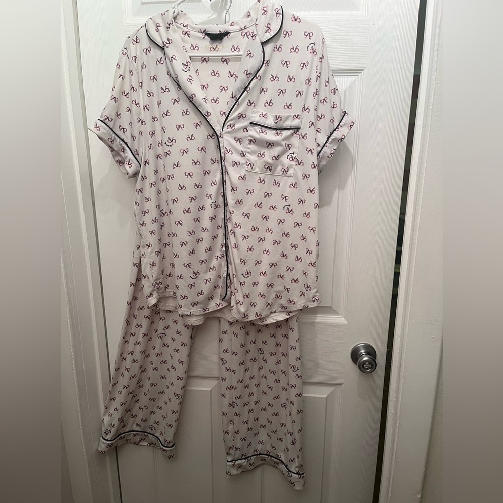 Kate Spade Pajama Set with Pink Bow Design